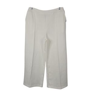 Scoop Scuba Crop Pants Womens Large White Wide Leg Elastic Waist Pull On Stretch